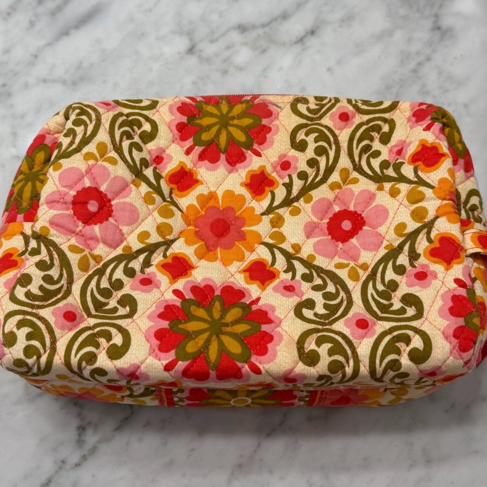 Vera Bradley Folkloric Floral Pink & Orange Cosmetic Bag
